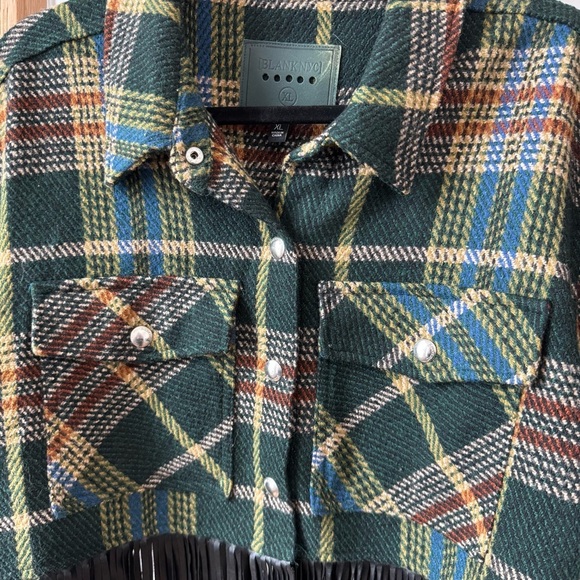 BlankNYC Day Break Plaid Fringe Crop Jacket - Ladies Size XL - Like New - Picture 4 of 7
